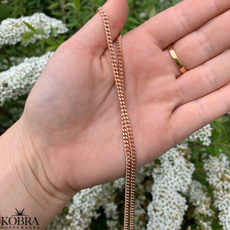 "Clinton" 3mm panzer halskde i sterling slv eller 18 karat forgyldt