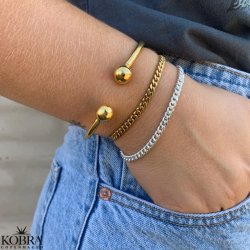 "Clinton" 4mm panzer armbnd forgyldt med 18 karat