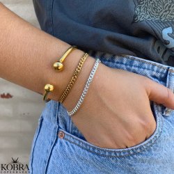 "Clinton" 4mm panzer armbnd forgyldt med 18 karat