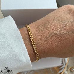 "Clinton" 4mm panzer armbnd forgyldt med 18 karat