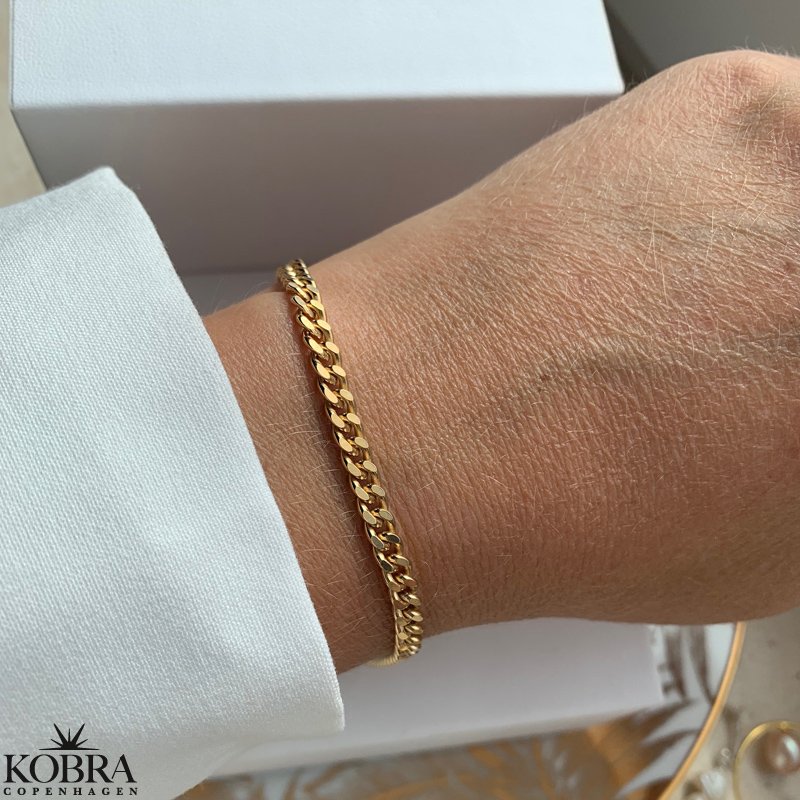 "Clinton" 4mm panzer armbnd forgyldt med 18 karat