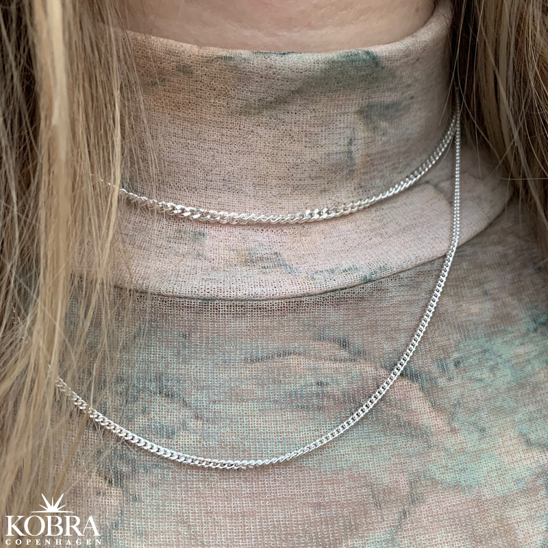 "Clinton" 3mm panzer halskde i sterling slv eller 18 karat forgyldt