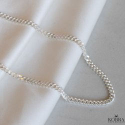 "Clinton" 3mm panzer halskde i sterling slv eller 18 karat forgyldt