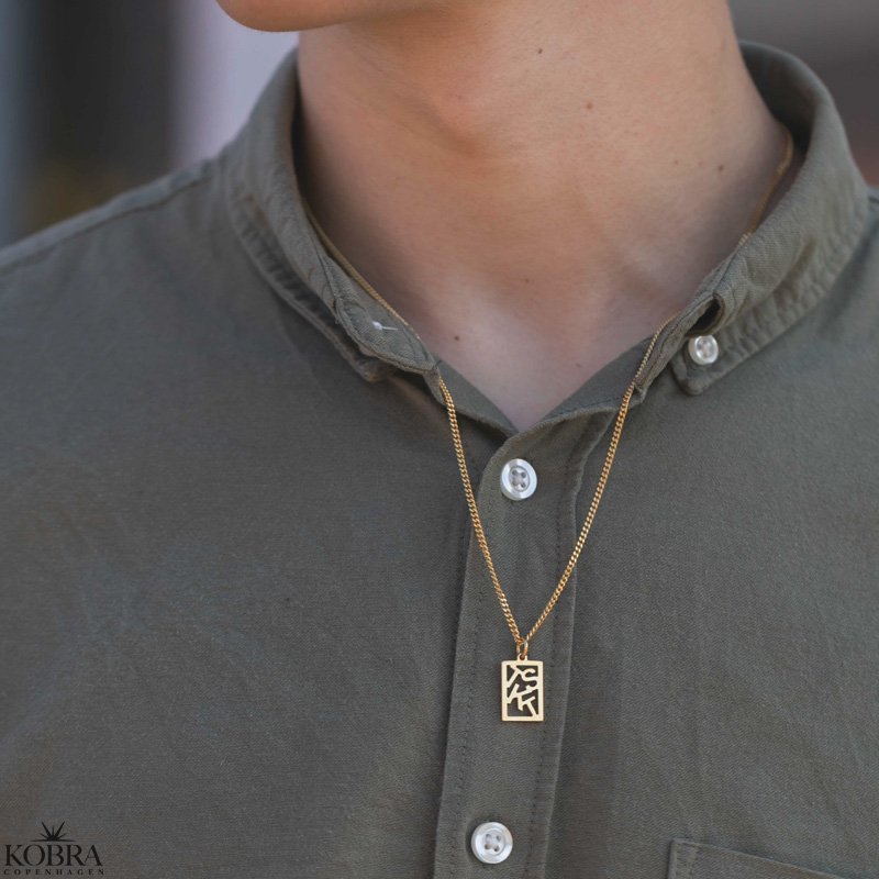 Square "Close to you" gold necklace for men
