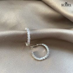 "Britney" Store hoops i slv  med hvide sten