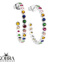 "Hawaii" sølv creoler med farvet sten (large)