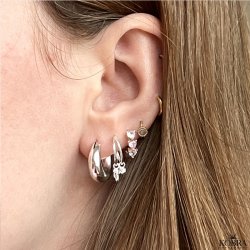 "Crescent" small chunky hoops in silver