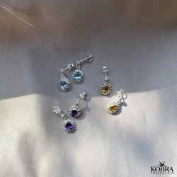 "Crystal" silver earrings with yellow citrine