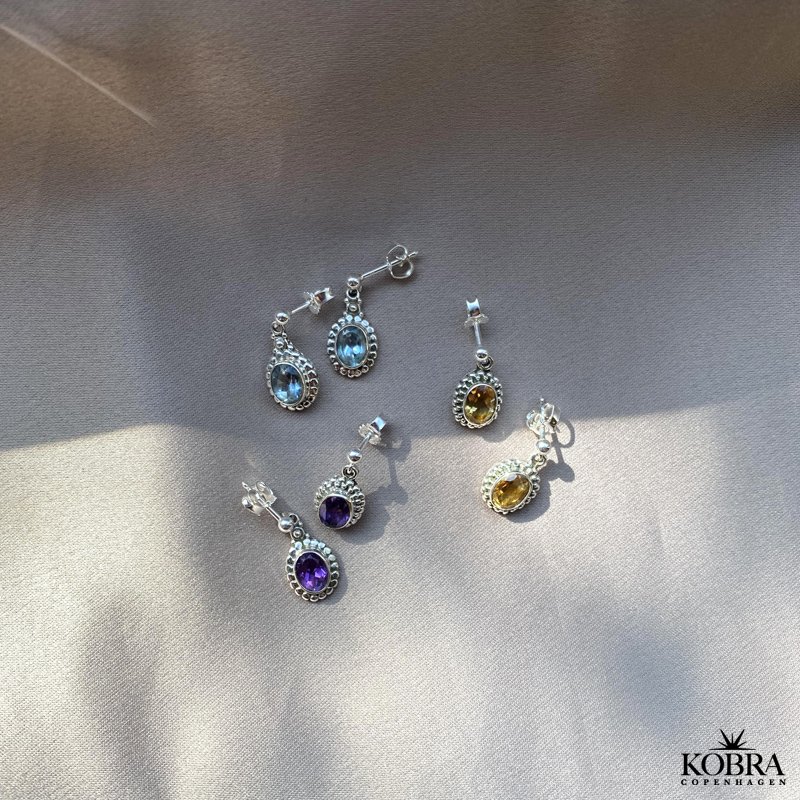 "Crystal" silver earrings with purple amethyst