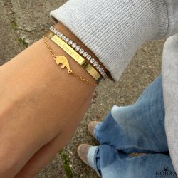 "Honey" Tennis Bracelet in 18K Gold-Plated Sterling Silver with White Zirconia