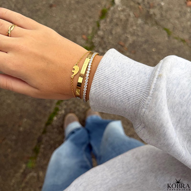 "Honey" Tennis Bracelet in 18K Gold-Plated Sterling Silver with White Zirconia