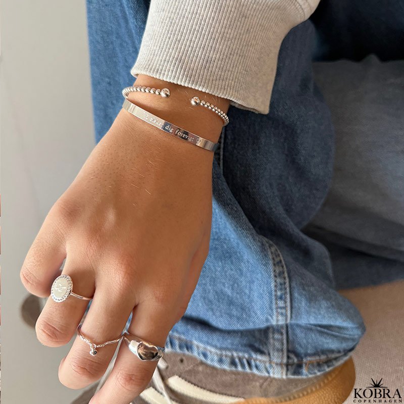 "Mela" silver bracelet / cuff with silver balls