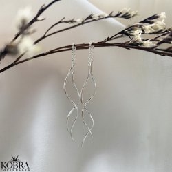 "Curve" øreringe med spiraler i sølv