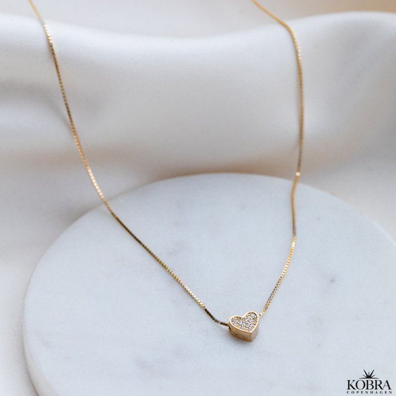 "Cutie" heart necklace with stones in gold