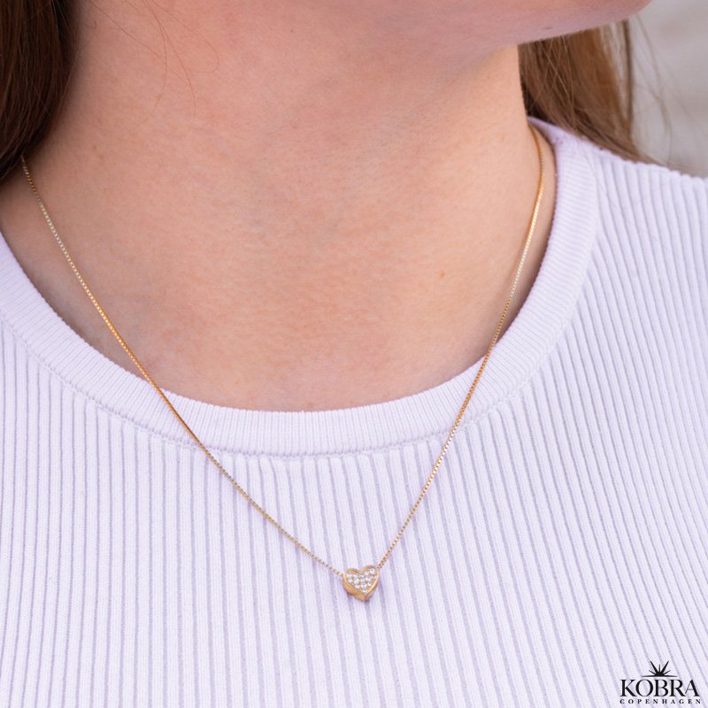 "Cutie" heart necklace with stones in gold