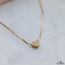 "Cutie" heart necklace with stones in gold