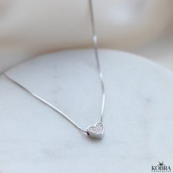 "Cutie" hjertehalskde med sten i slv