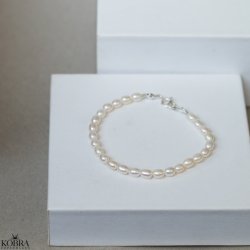 "Mayer" pearl bracelet with silver clasp for men