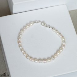 "Mayer" pearl bracelet with silver clasp for men