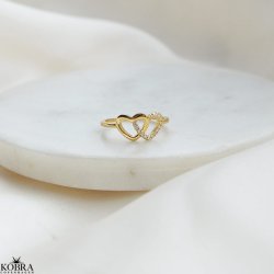 "Darling" gold heart ring with stones