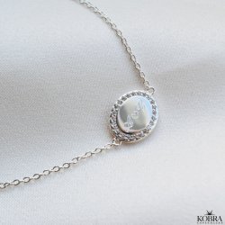 "Dazzling" slv armbnd med sten og gravering