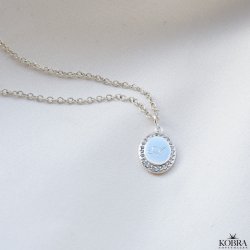 "Dazzling" slv halskde med sten og gravering