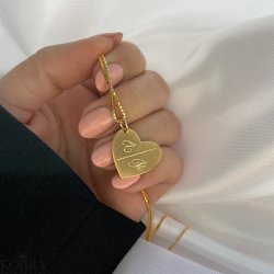 "Dear To Me" guld hjerte halskde med gravering