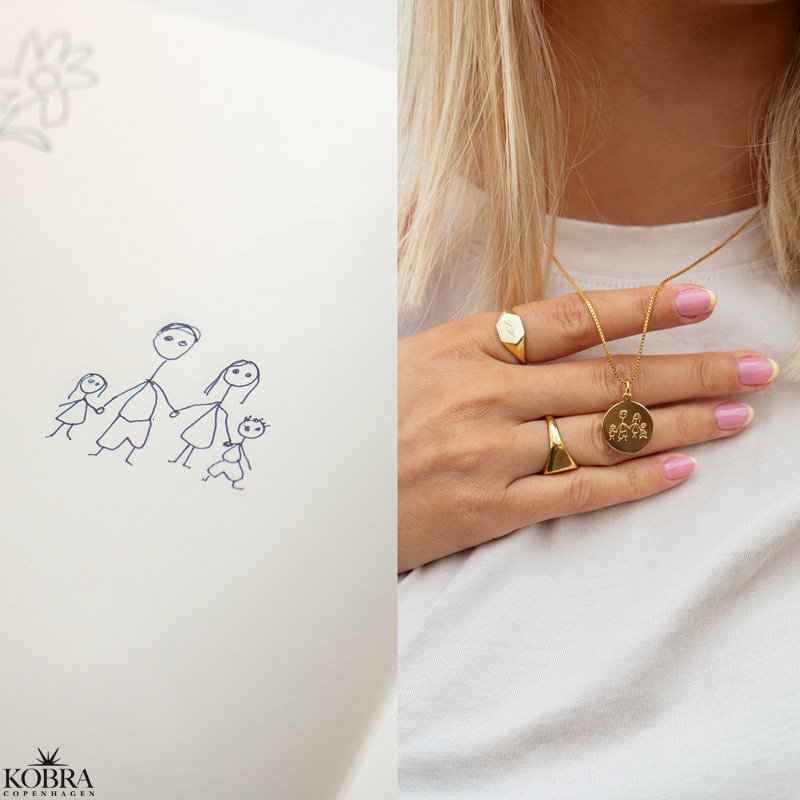 Guld amulett / halsband med din egen design