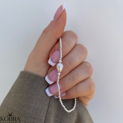 "Dixie" slv armbnd med slvkugler og ferskvandsperle