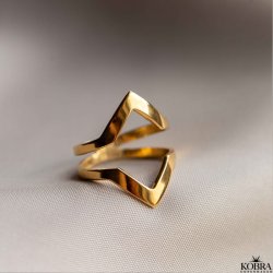 18 karat forgyldt "Lennox" dobbelt V ring