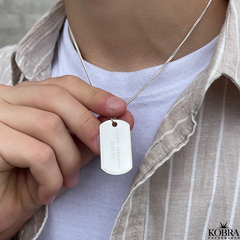 "Salem" silver dogtag necklace with engraving