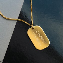 "Damon" Dogtag, army tag i guld med 2 mm. panzerkde