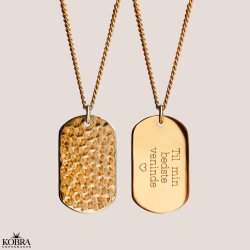 "Rylie" golden necklace for men with hammered dogtag  and your engraving