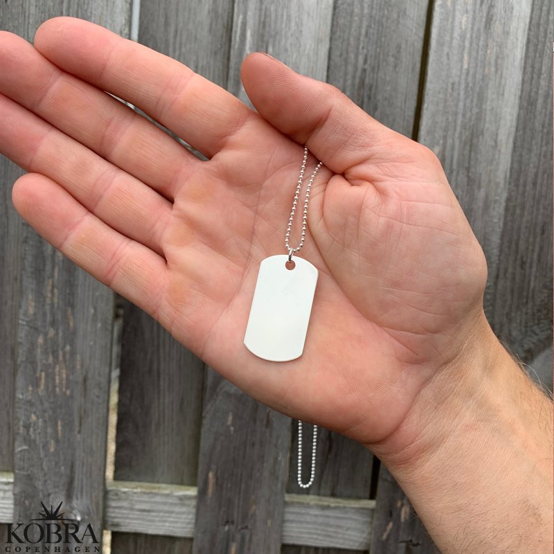 "Hector" slv Dogtag halskde (str. L) med personlig gravering