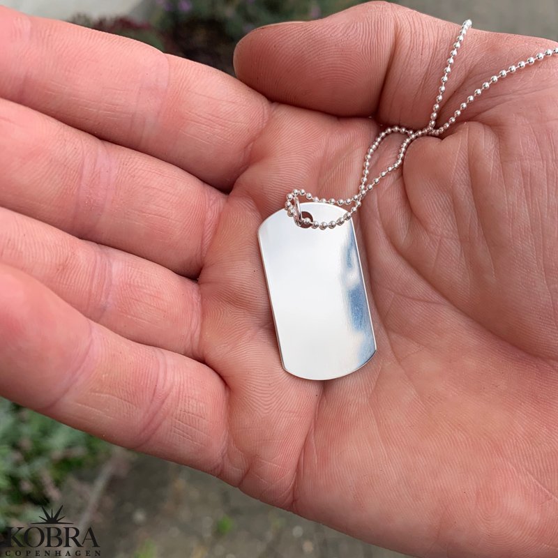 "Hector" slv Dogtag halskde (str. L) med personlig gravering