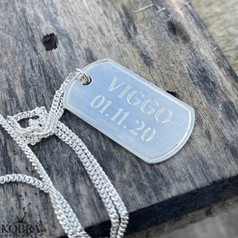 "Salem" silver dogtag necklace with engraving