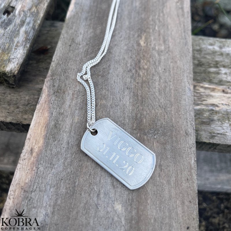 "Salem" silver dogtag necklace with engraving