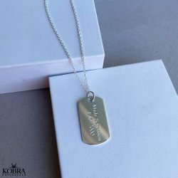"Hector" slv Dogtag halskde (str. L) med personlig gravering