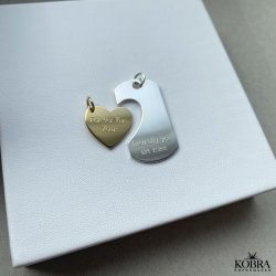 "You and Me" Dogtag i slv og hjerte i guld inklusiv gravering
