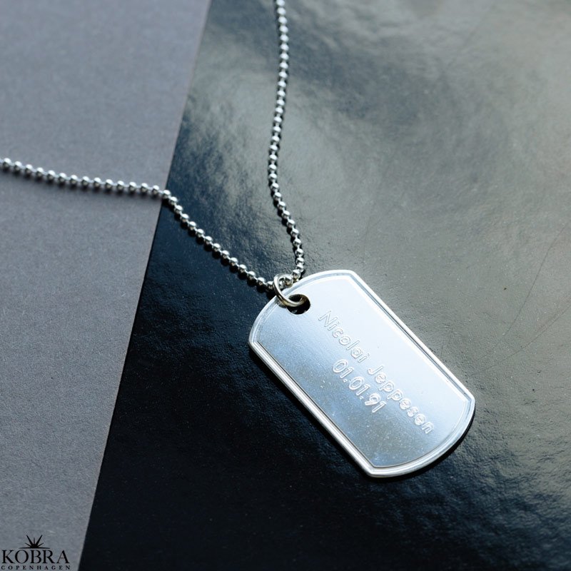 "Salem" slv dogtag halskde med 2 mm. panzerkde og gravering