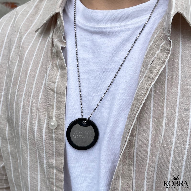 "James" rundt dogtag i stl med gravering