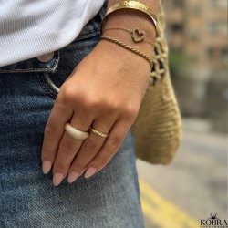 "Domino" pav dome ring i 18k forgyldt sterling slv med zirkonia