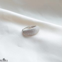 "Domino" pav dome ring i sterling slv med zirkonia