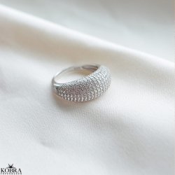 "Domino" pav dome ring i sterling slv med zirkonia
