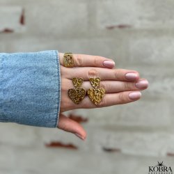 "Riannon" Double heart hjerte�reringer i gull