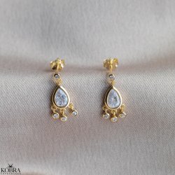 "Dripple" guld reringe med drbeformede sten