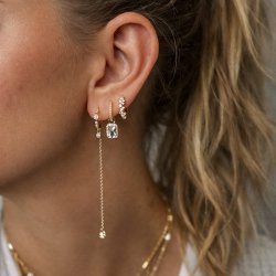 "Wiona" gold earrings with large zirconia stone