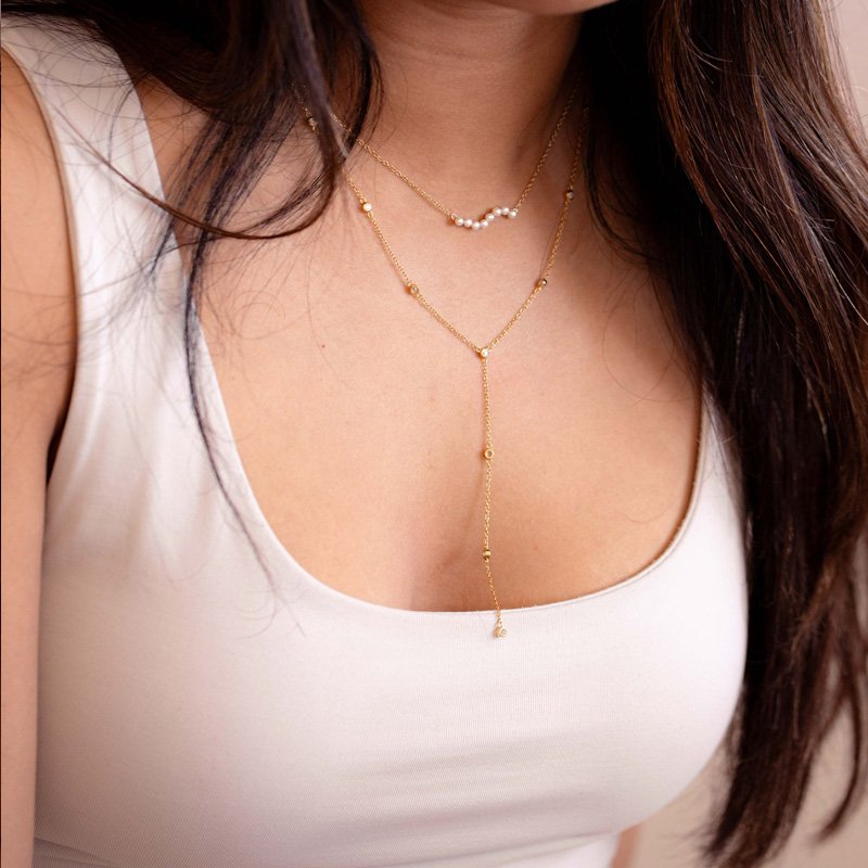  "Casablanca" forgyldt halskde med gte ferskvandsperler