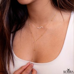 "Jenny" guld drop halskde med sten