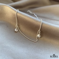 "Drops" slv ankelkde med drbeformet sten- Valgfri farve!